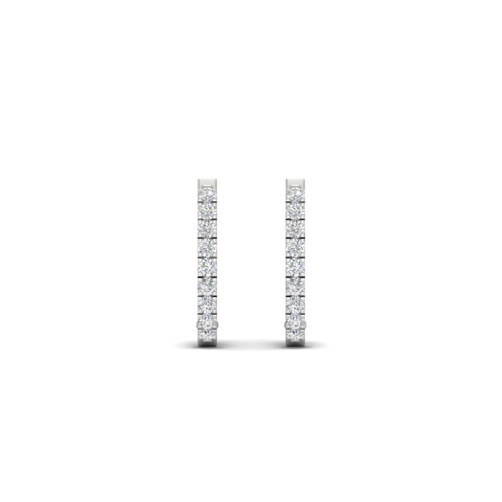 Round Cut 0.25 Ct Diamond Hoop Earrings