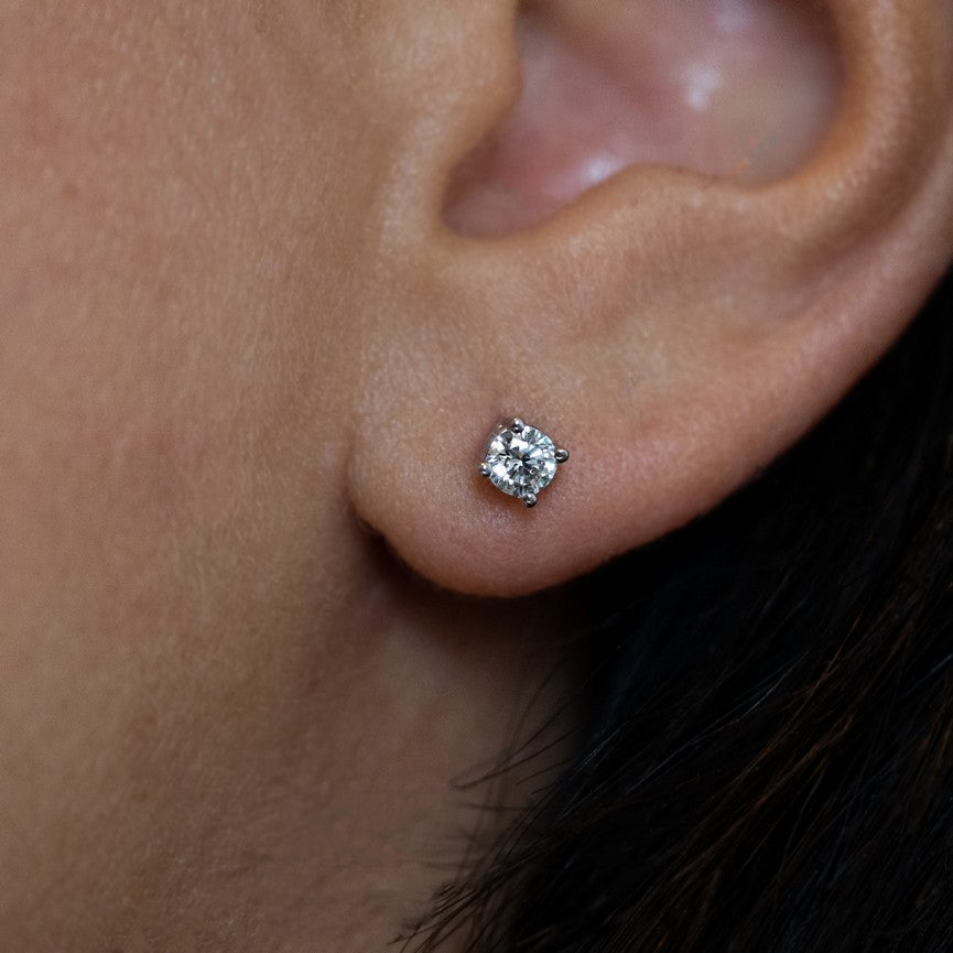 0.25 CTW Round Lab-Grown Diamond Stud Earrings in 14K Gold Over Sterling Silver (F Color, VS Clarity) VossAgin