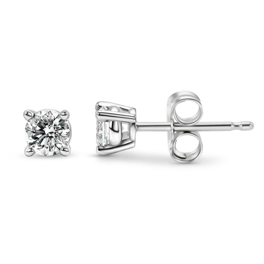 0.25 CTW Round Lab-Grown Diamond Stud Earrings in 14K Gold Over Sterling Silver (F Color, VS Clarity) VossAgin