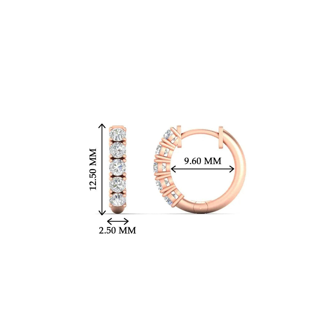 1/2 Carat Stunning Five Stone Huggie Hoops Earrings