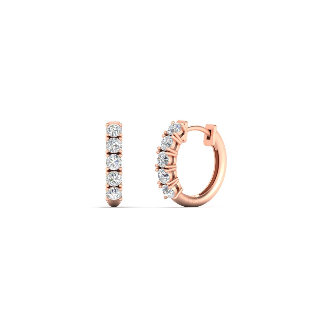1/2 Carat Stunning Five Stone Huggie Hoops Earrings