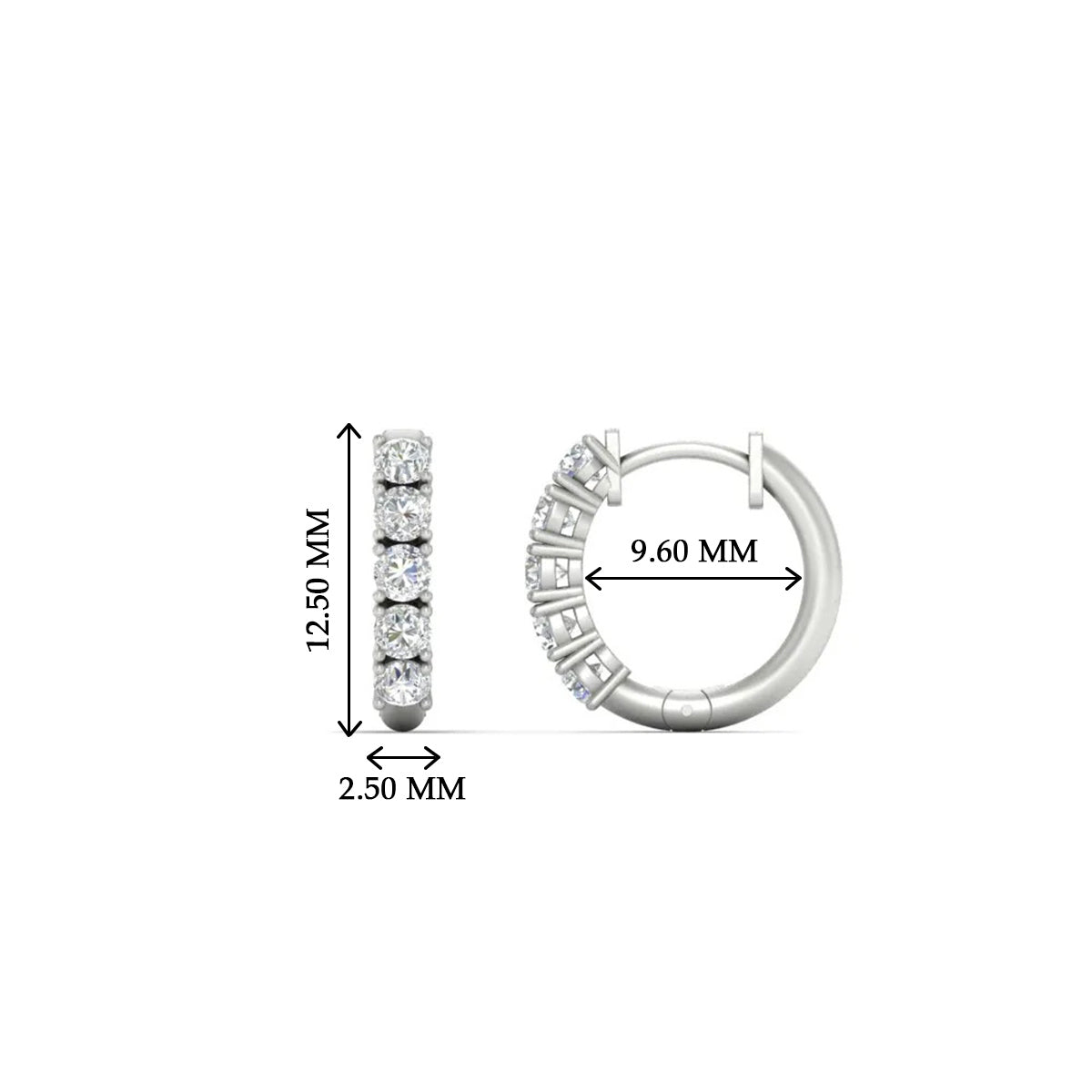 1/2 Carat Stunning Five Stone Huggie Hoops Earrings