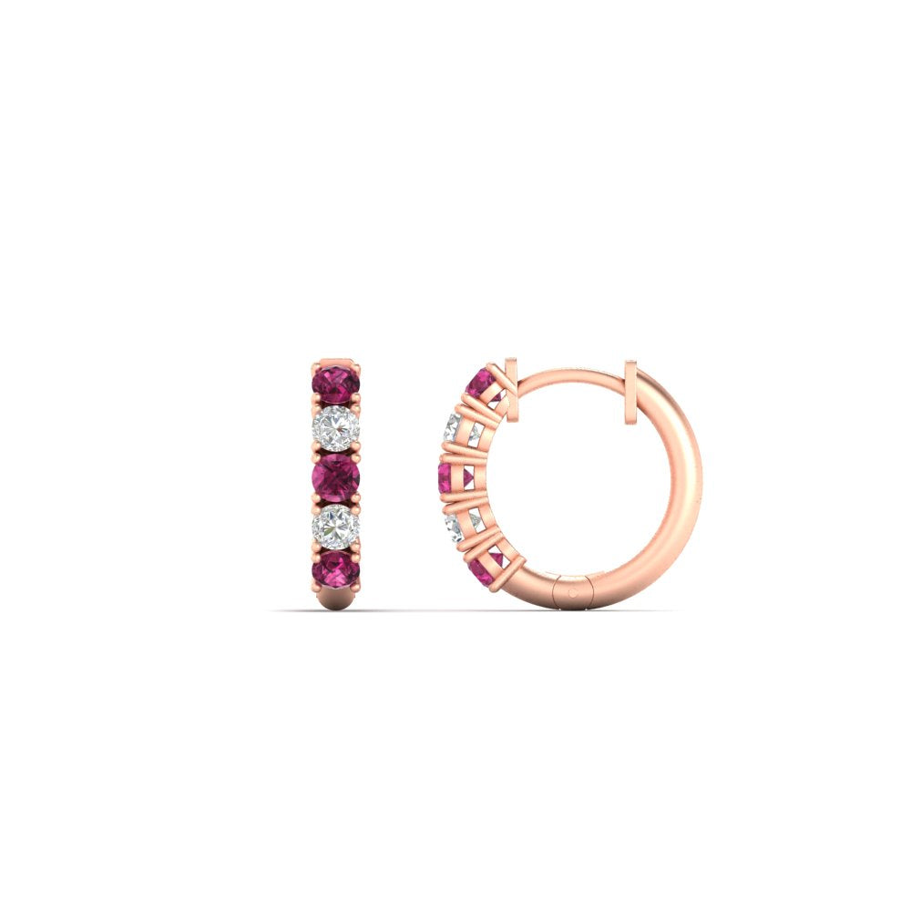 1/2 Carat Stunning Five Stone Huggie Hoops Earrings