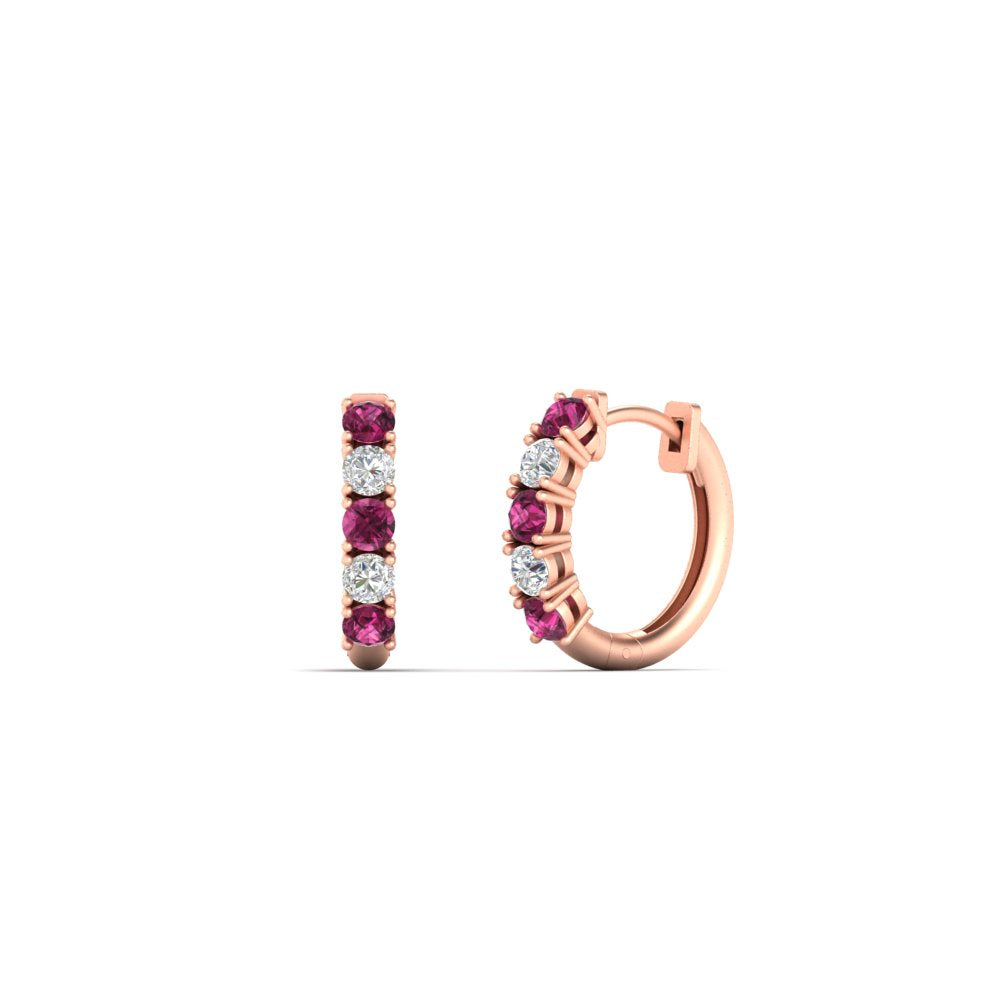 1/2 Carat Stunning Five Stone Huggie Hoops Earrings
