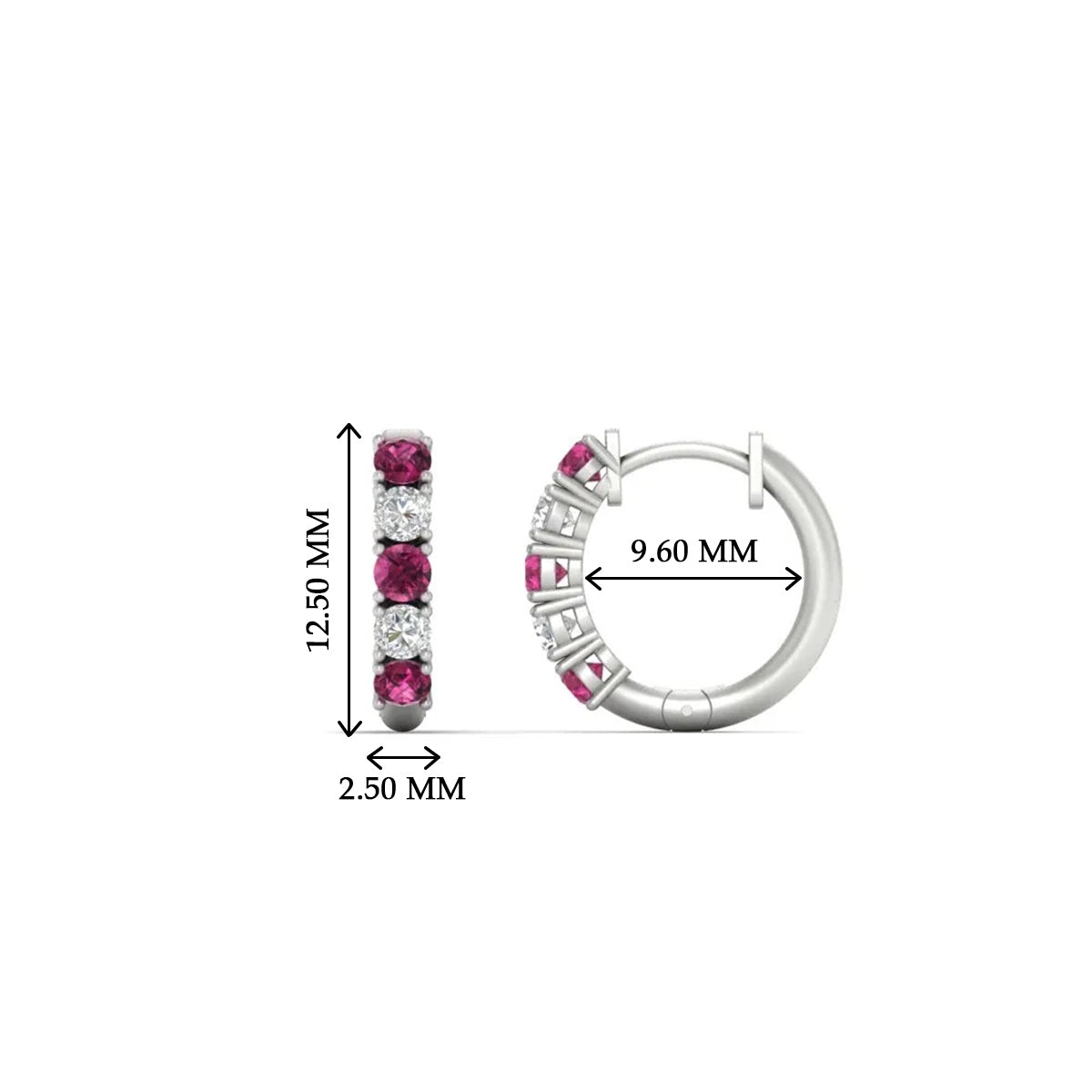 1/2 Carat Stunning Five Stone Huggie Hoops Earrings