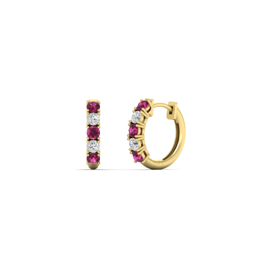 1/2 Carat Stunning Five Stone Huggie Hoops Earrings