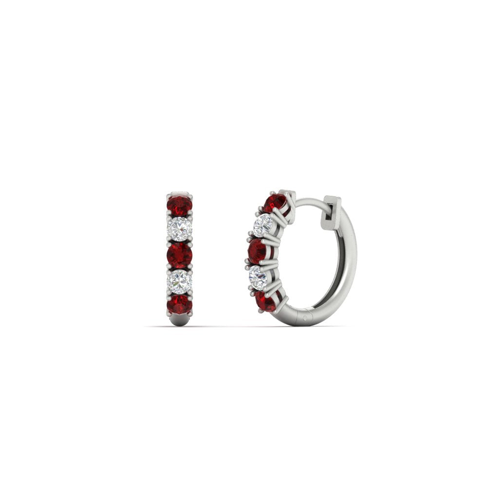 1/2 Carat Stunning Five Stone Huggie Hoops Earrings