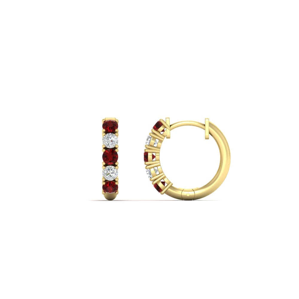 1/2 Carat Stunning Five Stone Huggie Hoops Earrings