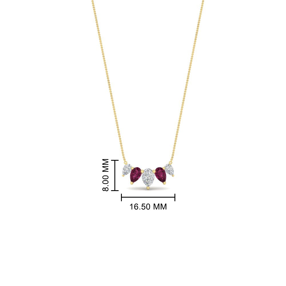 0.75 Carat 5 Stone Pear Shaped Diamond Necklace