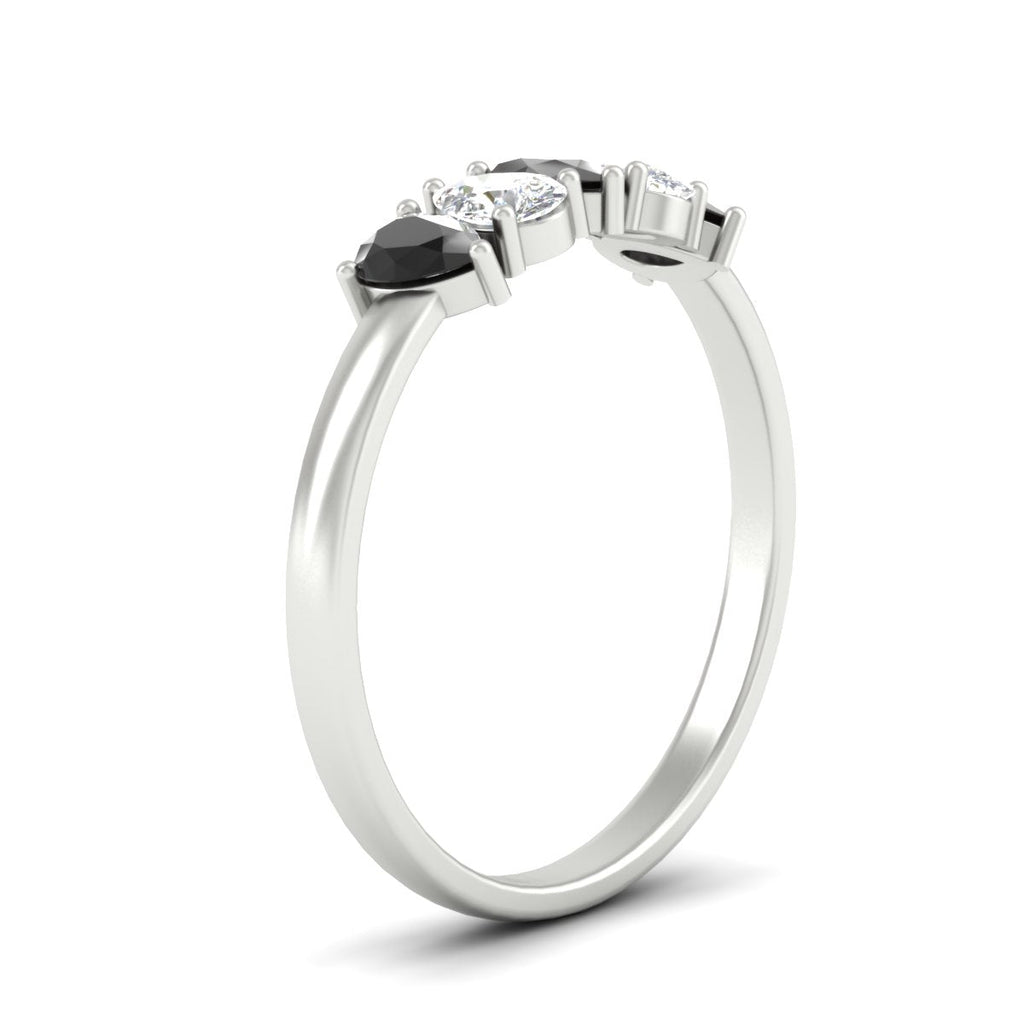 0.75 Carat 5 Stone Wedding Band Diamond Teardrop
