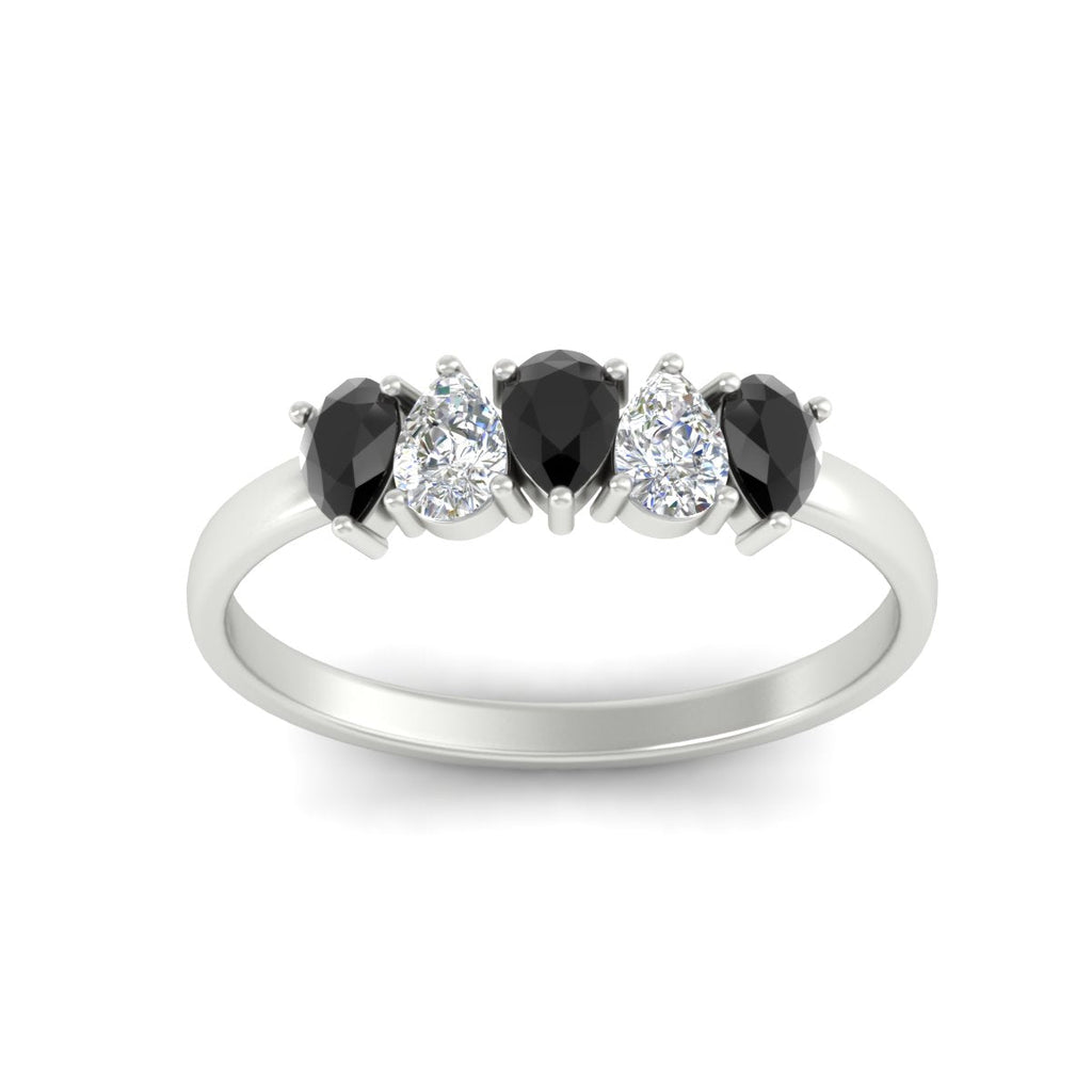 0.75 Carat 5 Stone Wedding Band Diamond Teardrop