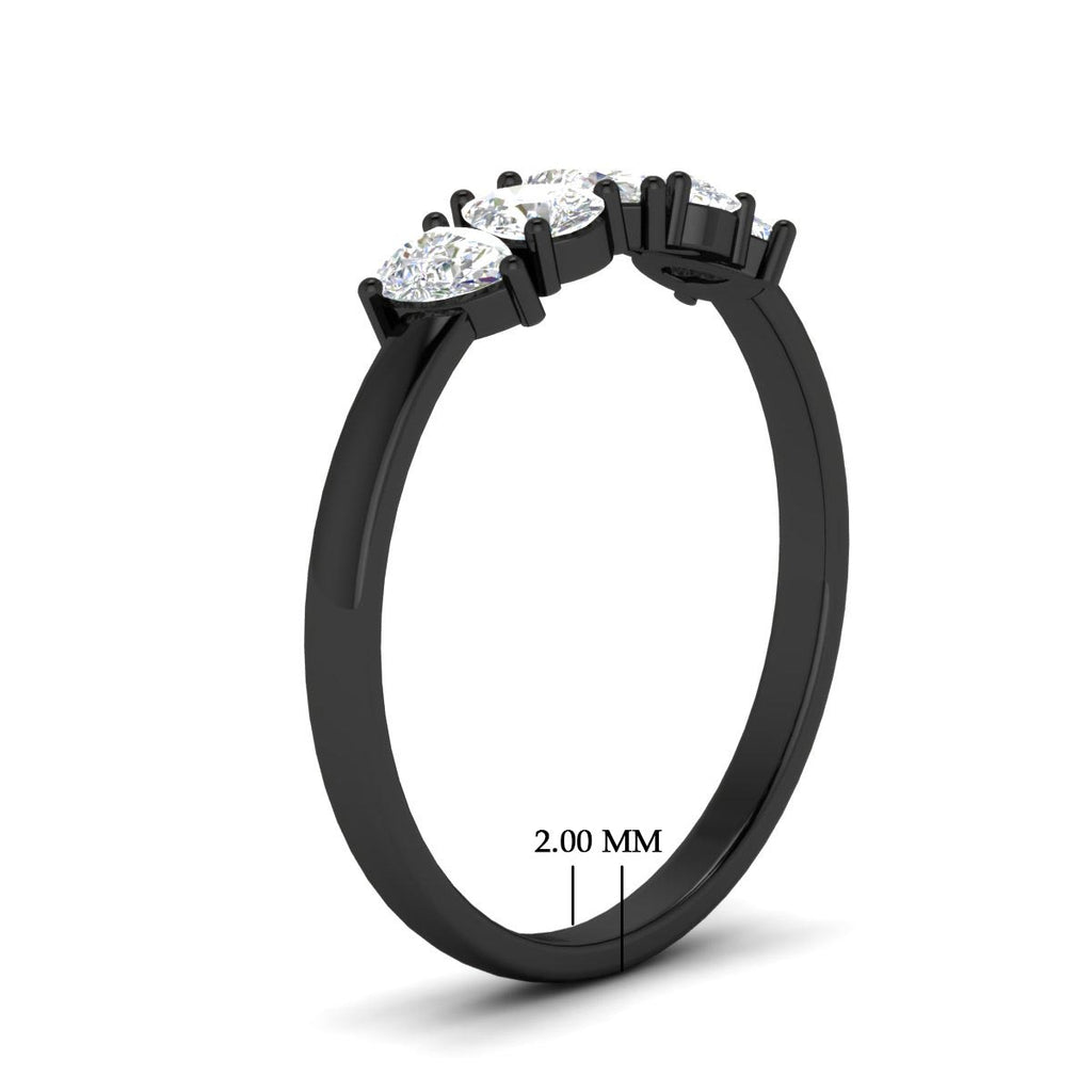0.75 Carat 5 Stone Wedding Band Diamond Teardrop
