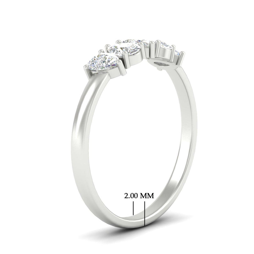 0.75 Carat 5 Stone Wedding Band Diamond Teardrop