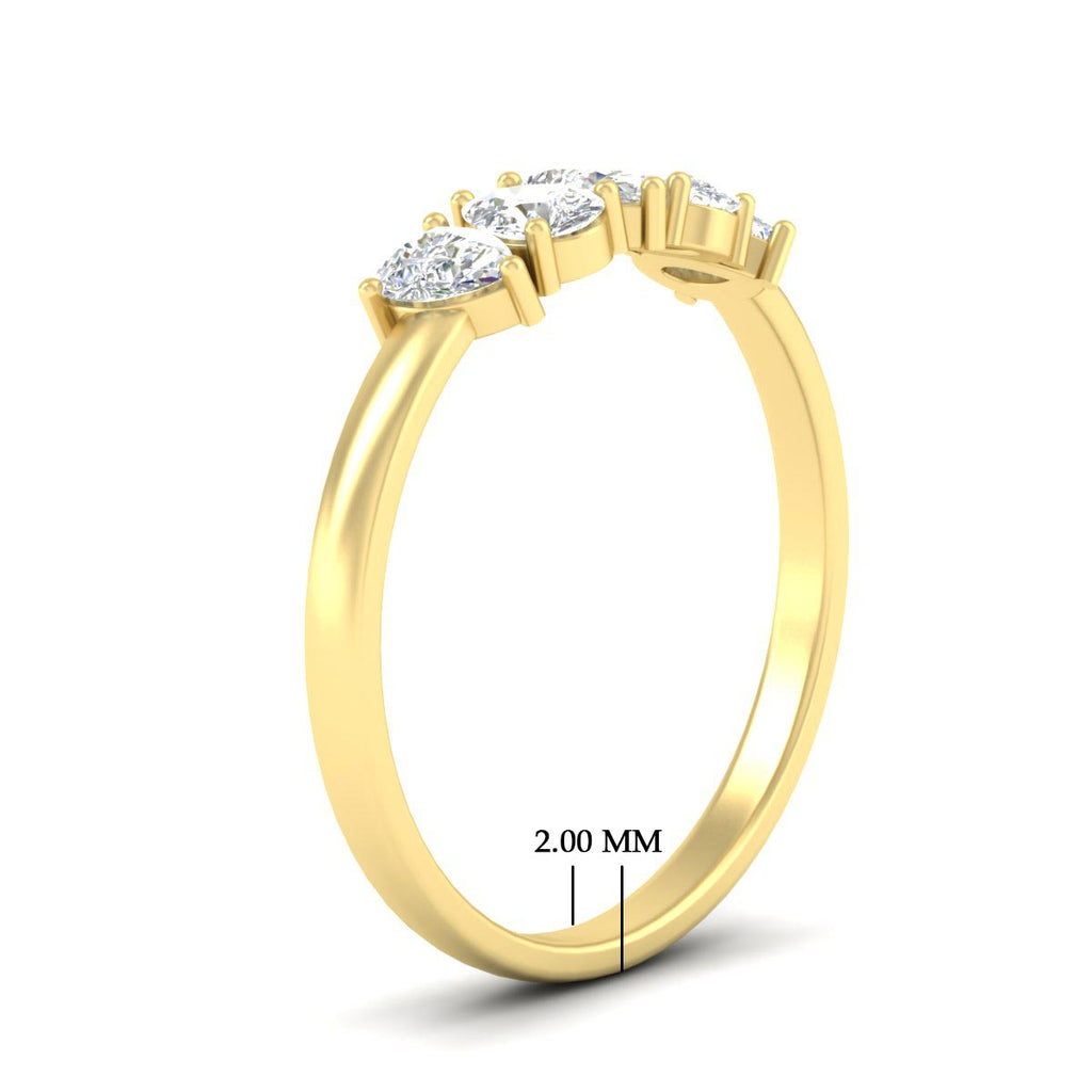 0.75 Carat 5 Stone Wedding Band Diamond Teardrop