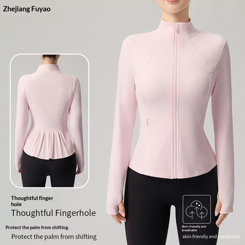 Women's Slimming Yoga Top With Stand-Up Collar - Lightweight Sports Cardigan For Fitness Gym Workout Social Buzz eSIMs