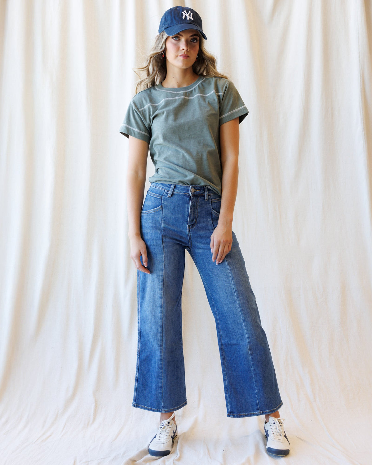 High Rise Seamed Wide Leg Ankle Downeast