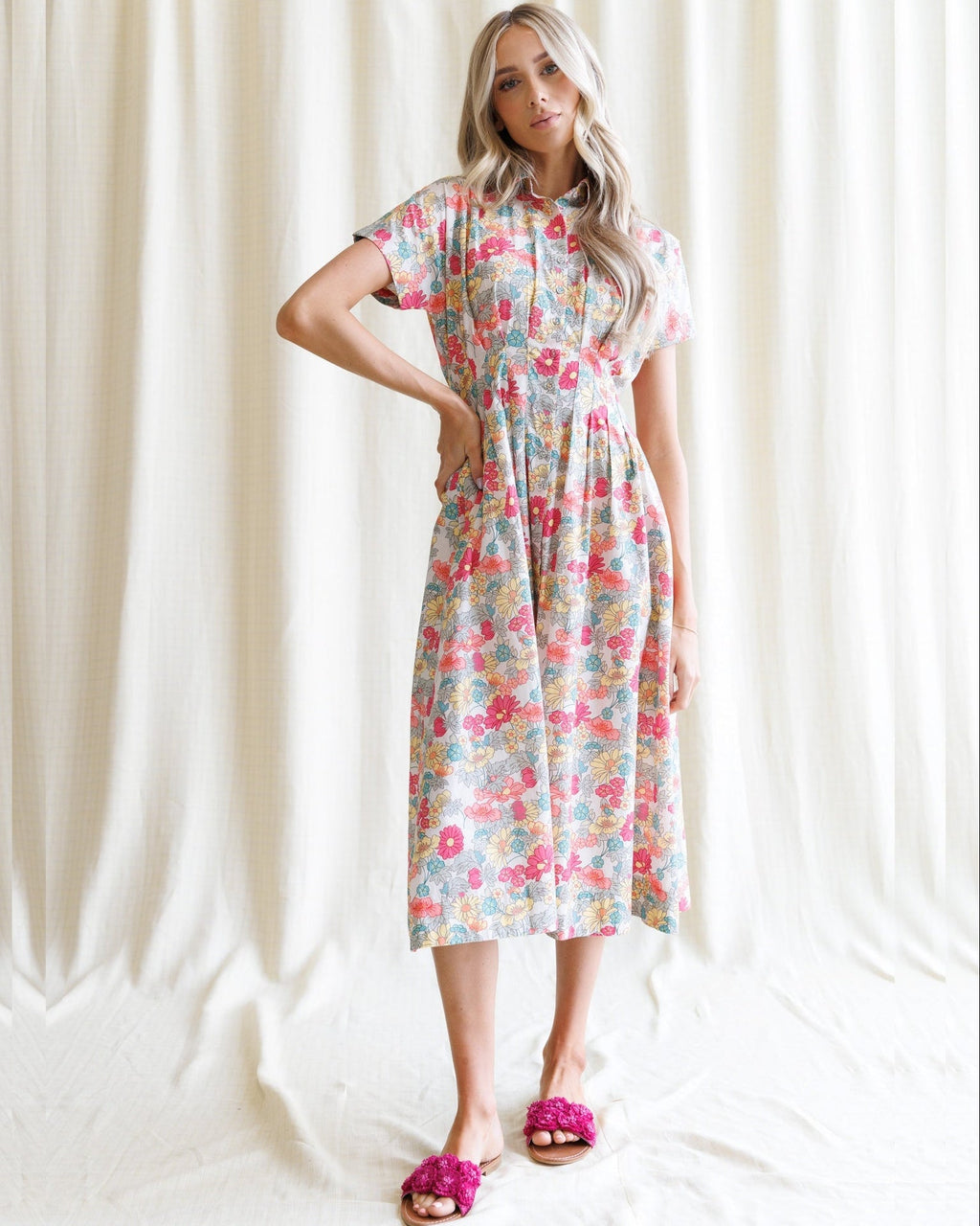 Pleated Shirtdress Downeast
