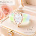 Silicone-inlaid Water-drop-shaped Zircon Ring