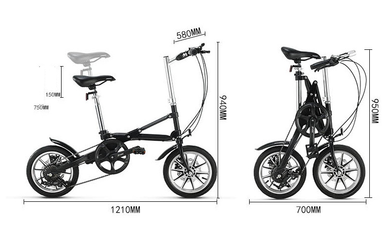 One Second Folding 14 Inch Small Super Portable Bicycle
