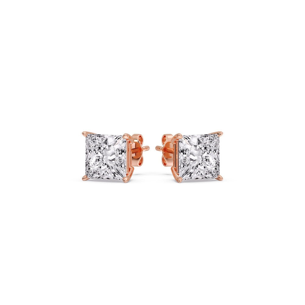 Princess-Cut Diamond Solitaire Stud Earrings [IGI Certified]