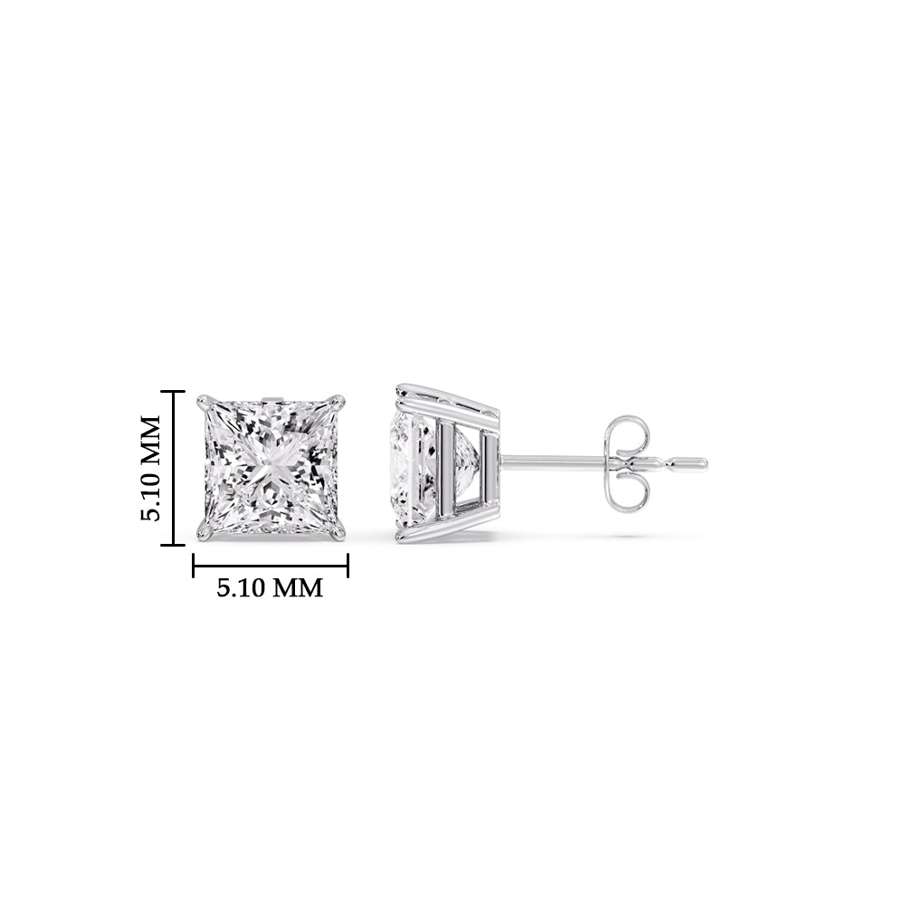 Princess-Cut Diamond Solitaire Stud Earrings [IGI Certified]