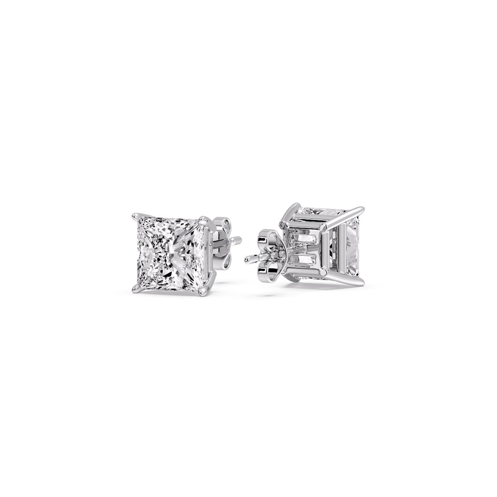 Princess-Cut Diamond Solitaire Stud Earrings [IGI Certified]