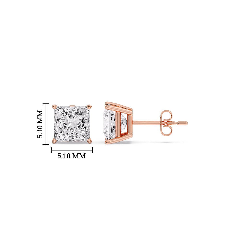 Princess-Cut Diamond Solitaire Stud Earrings [IGI Certified]