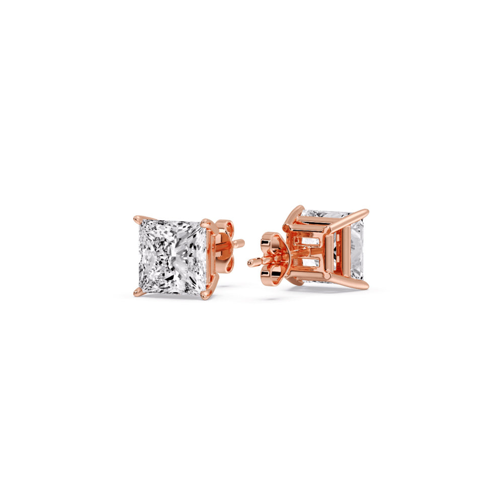 Princess-Cut Diamond Solitaire Stud Earrings [IGI Certified]