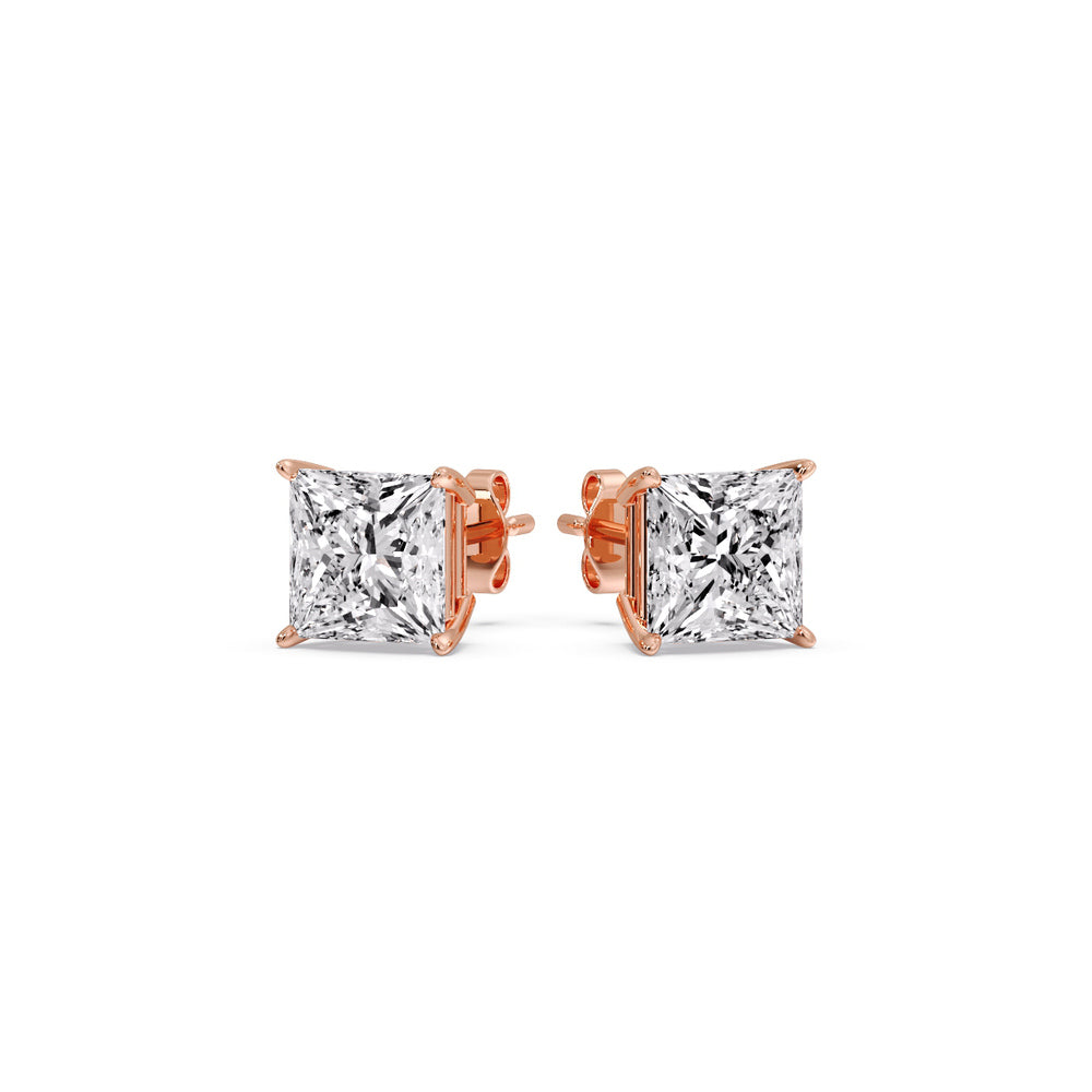 Princess-Cut Diamond Solitaire Stud Earrings [IGI Certified]