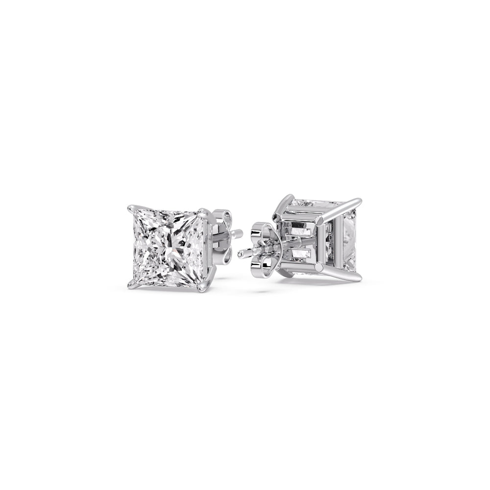 Princess-Cut Diamond Solitaire Stud Earrings [IGI Certified]