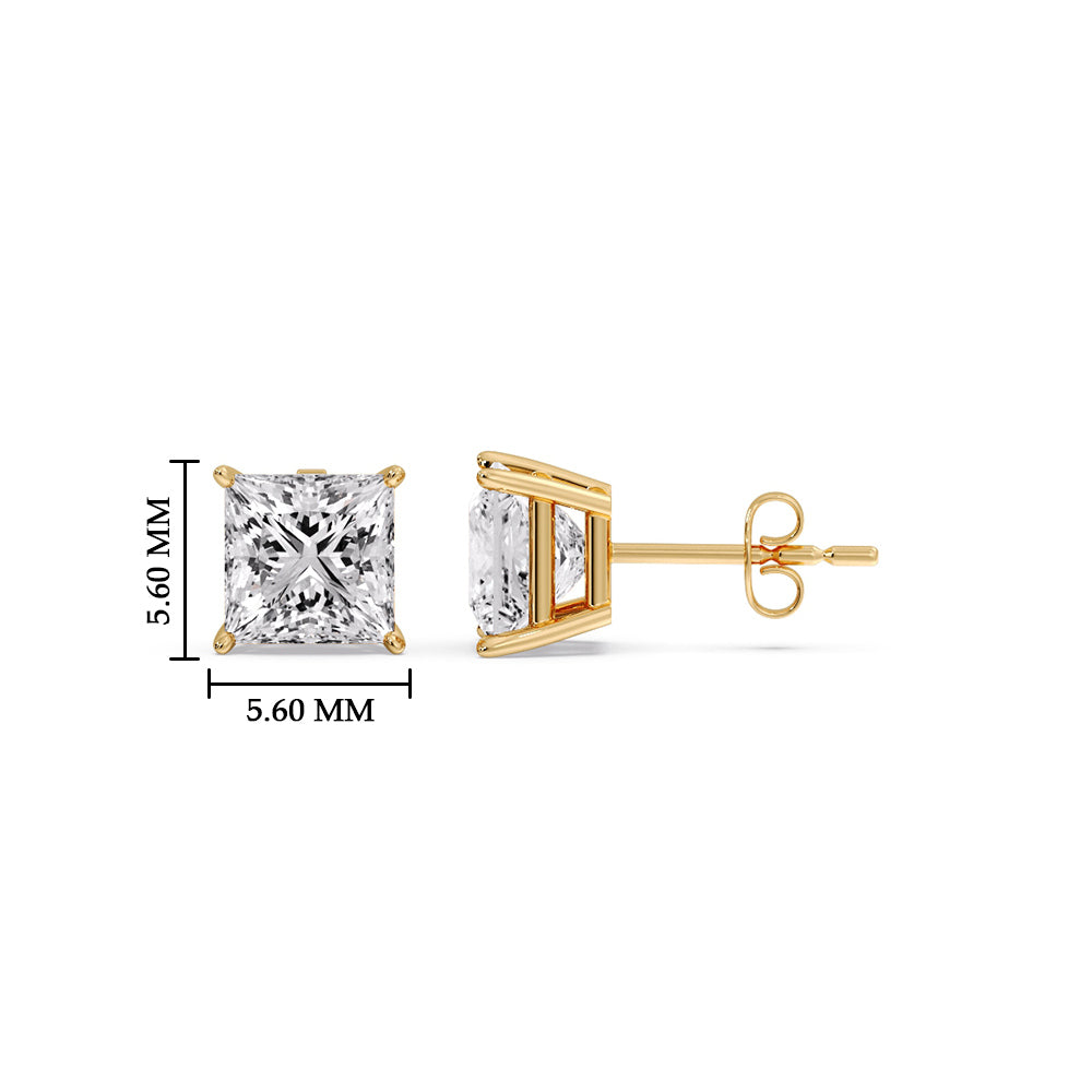 Princess-Cut Diamond Solitaire Stud Earrings [IGI Certified]