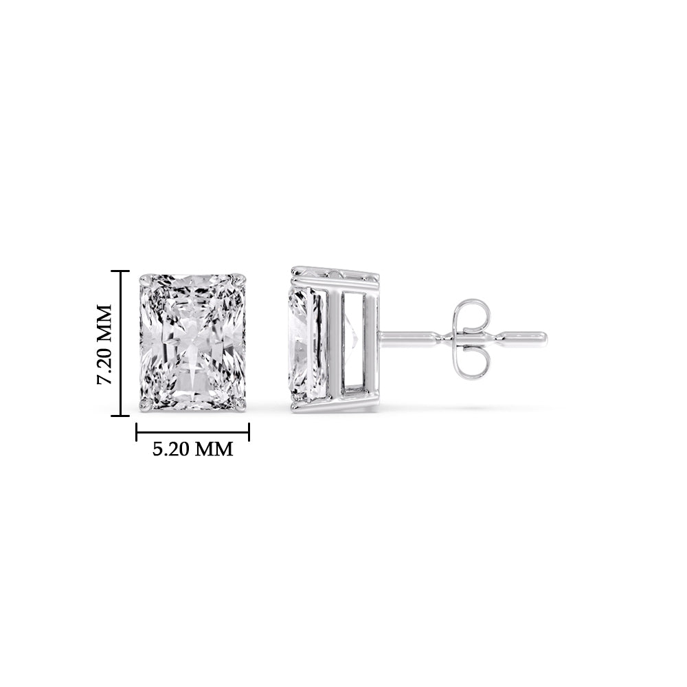 IGI Certified Basket Stud Earrings Set With Radiant Cut Diamonds