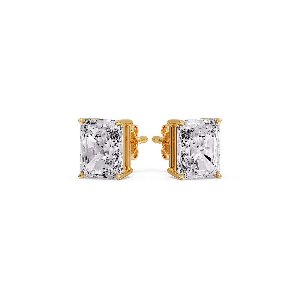 IGI Certified Basket Stud Earrings Set With Radiant Cut Diamonds
