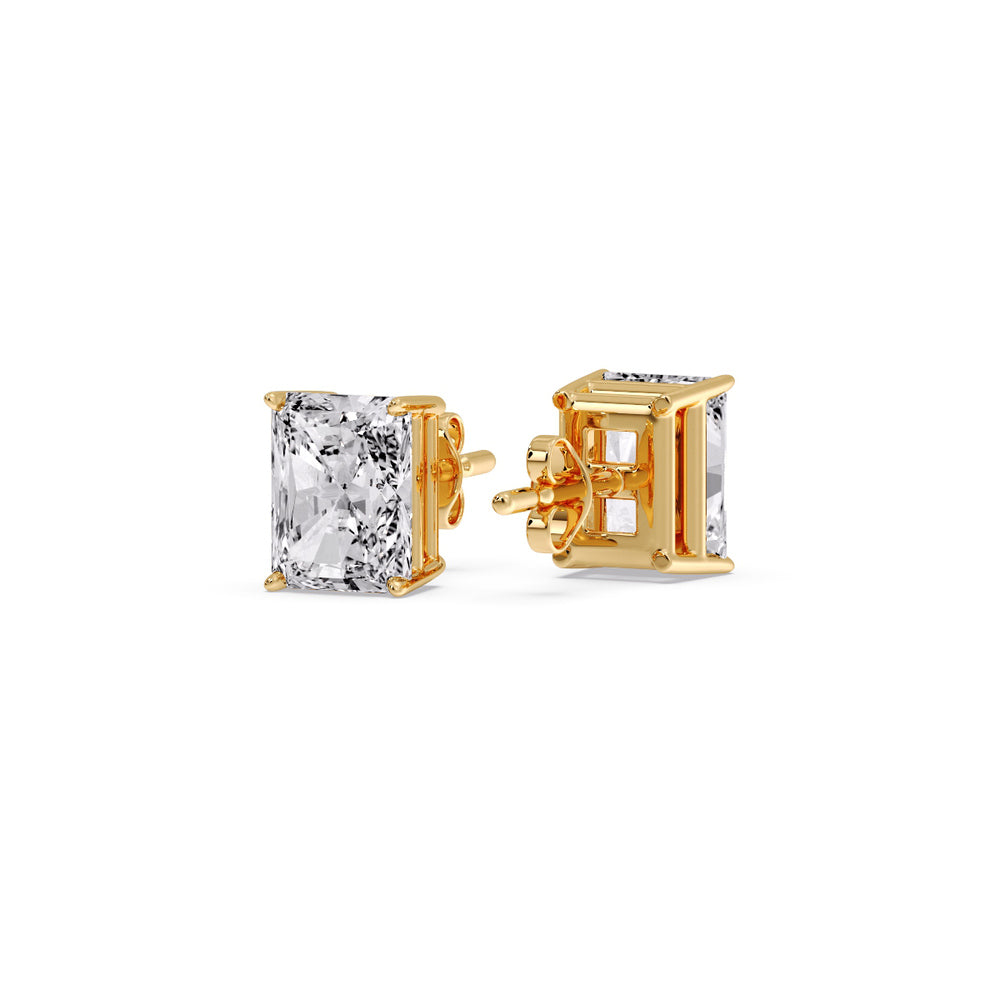 IGI Certified Basket Stud Earrings Set With Radiant Cut Diamonds