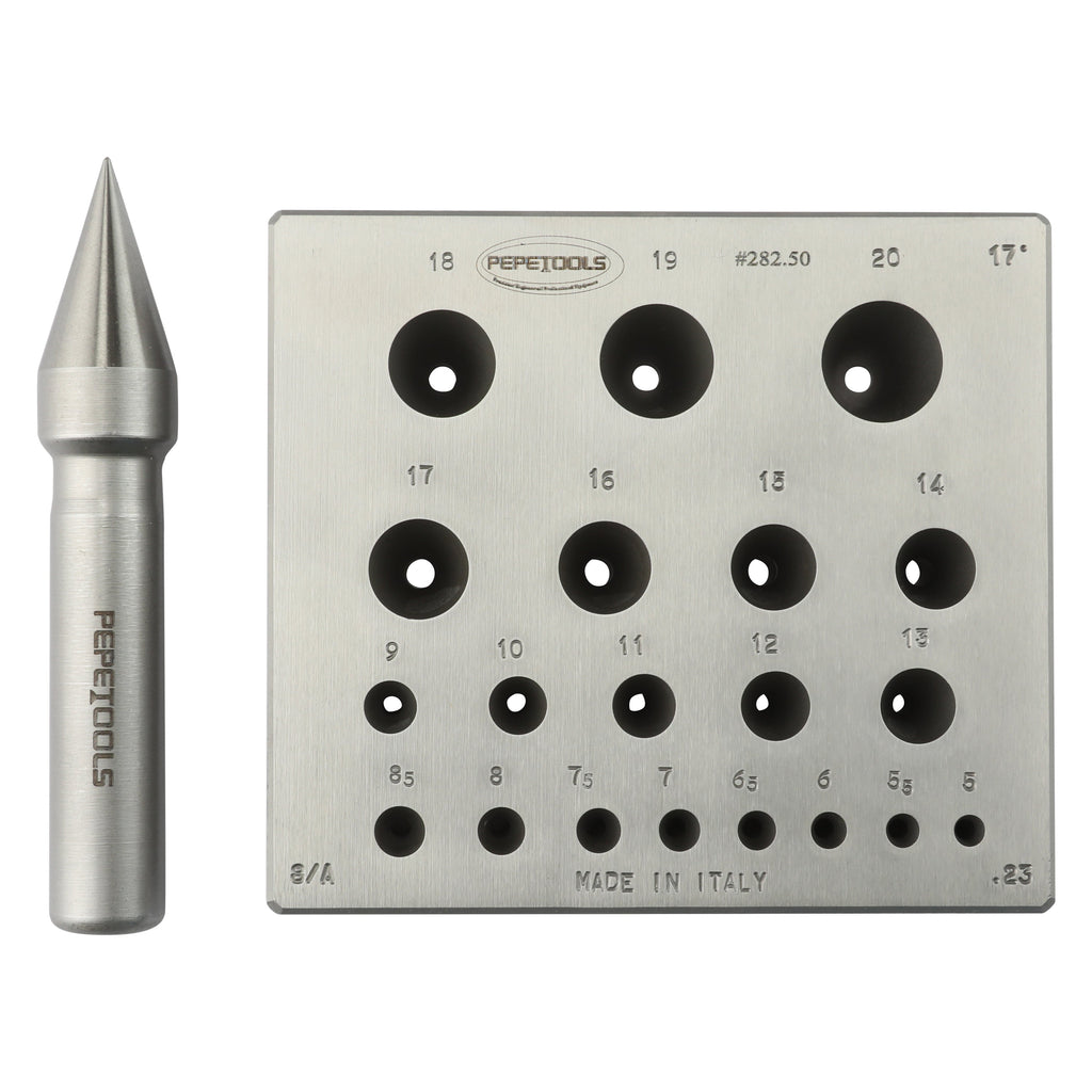 Round Bezel Forming Block, 20 holes, 17° Taper, 5mm - 20mm Diameter