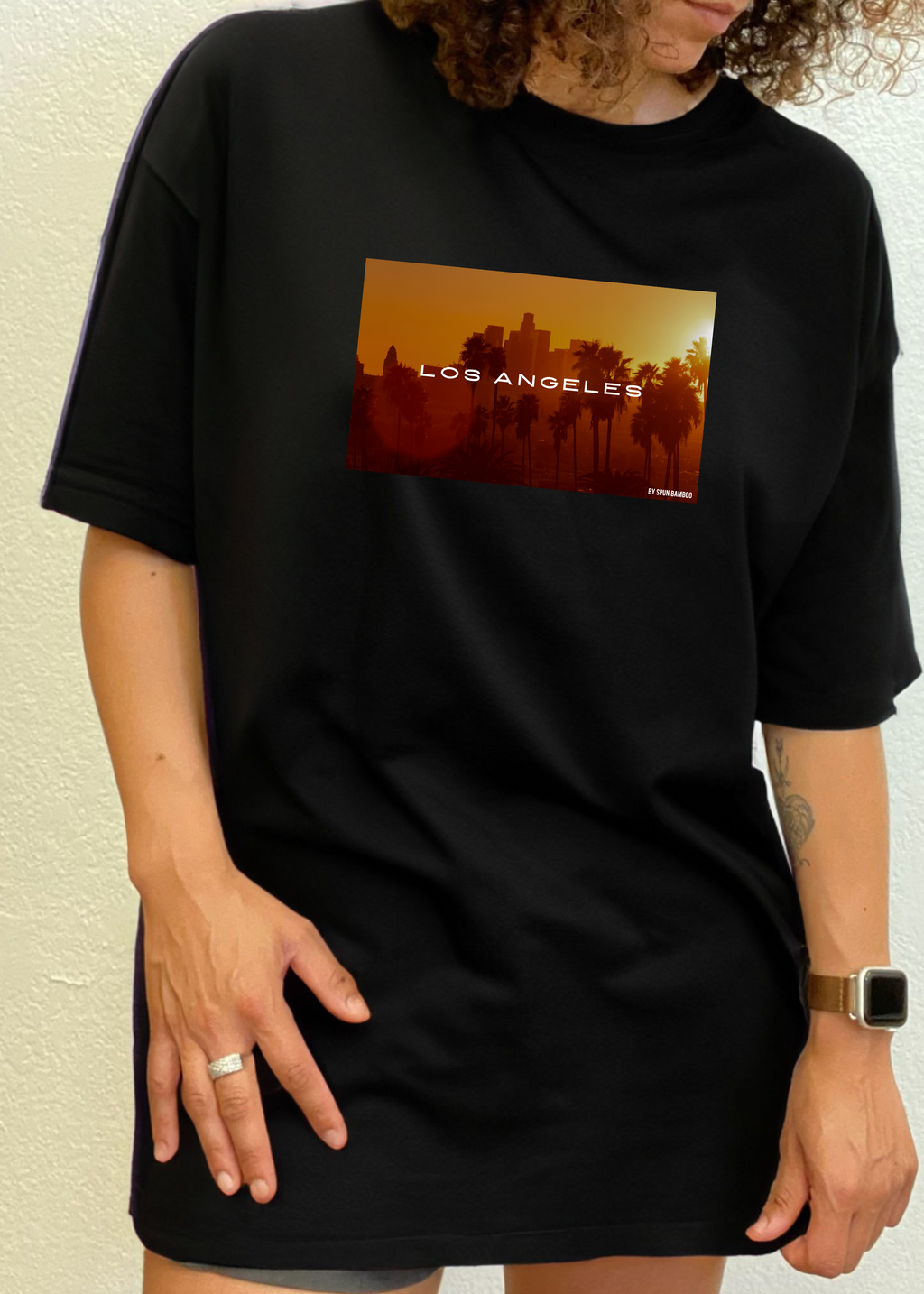 Los Angeles Unisex Bamboo Viscose/Organic Cotton Short Sleeve Graphic T-Shirt Spun Bamboo