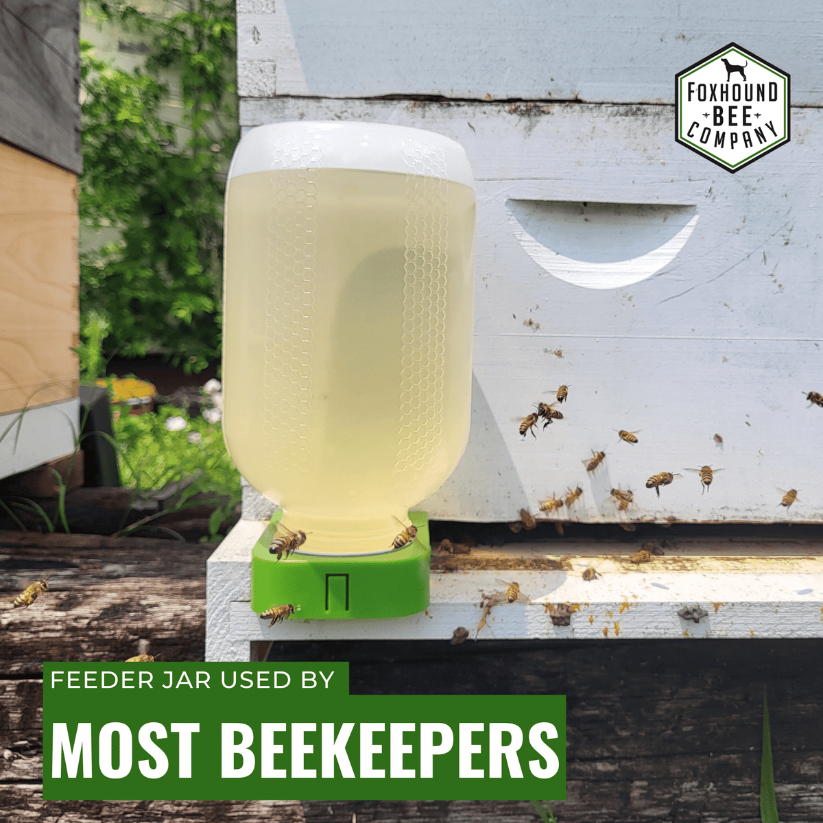 1/2 Gallon Jar and Foxhound Entrance Feeder with UV Inhibitor Foxhound Bee Company
