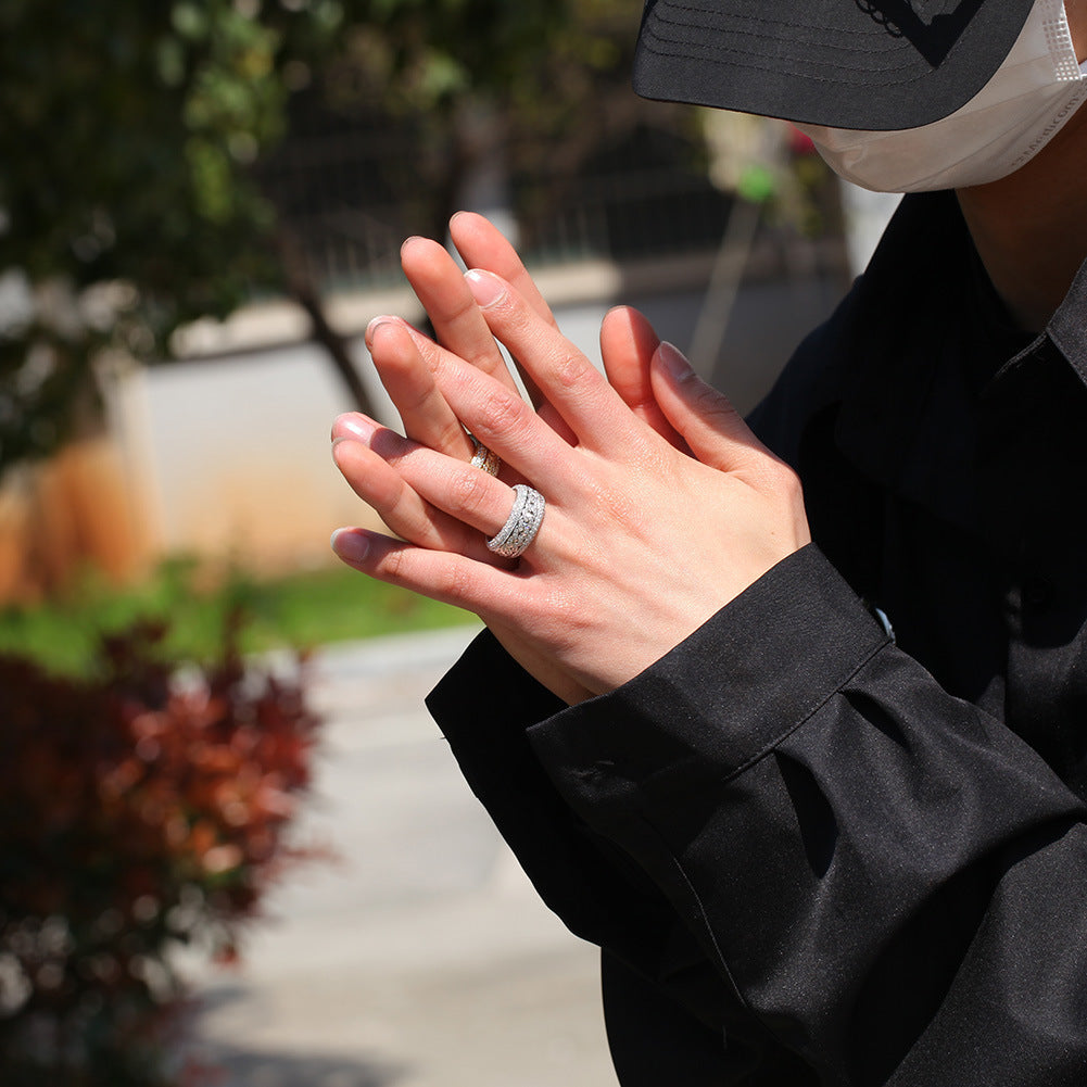 Hip-hop style zircon rotating Cuban ring nowadaysfashion