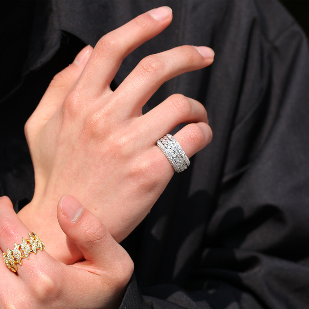 Hip-hop style zircon rotating Cuban ring nowadaysfashion
