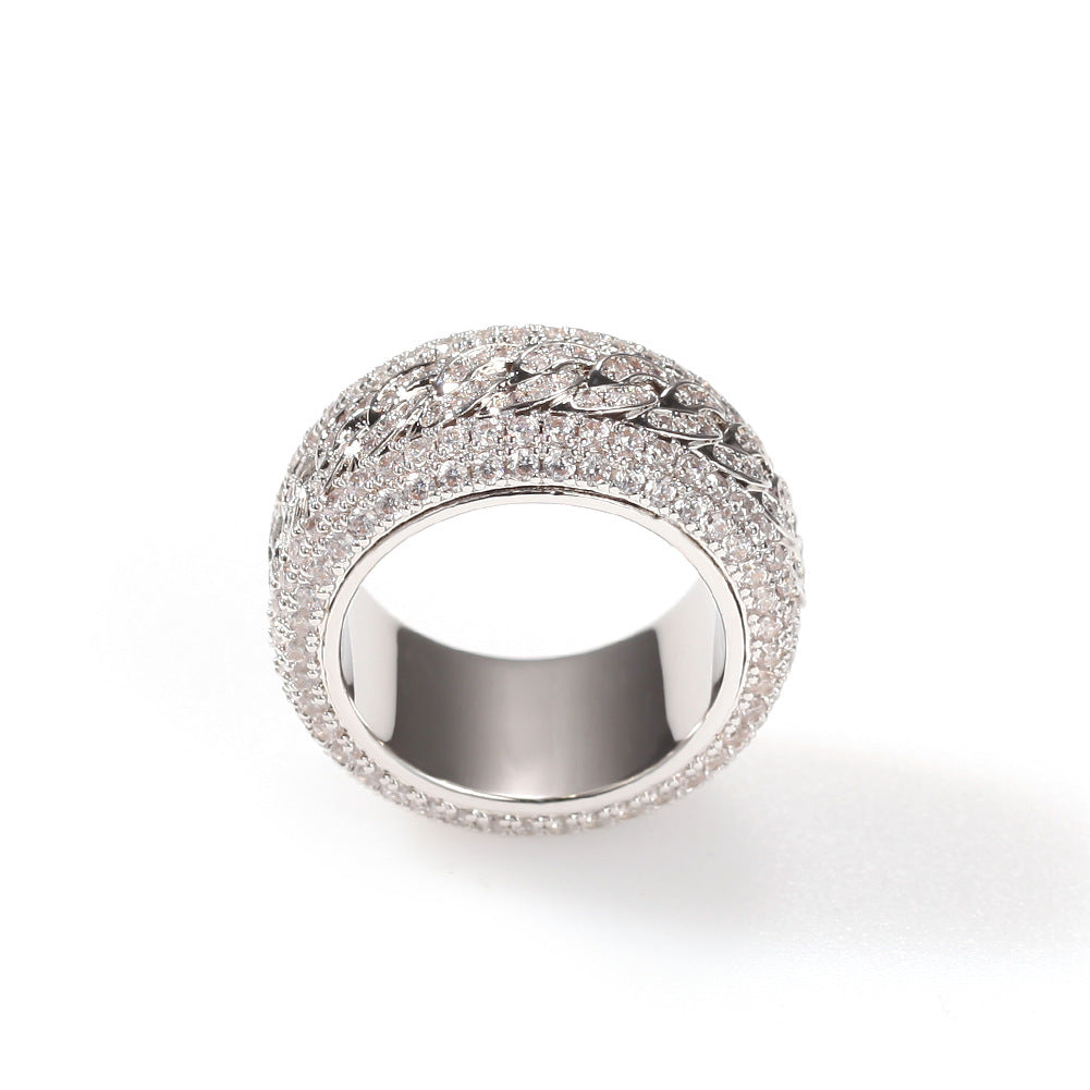 Hip-hop style zircon rotating Cuban ring nowadaysfashion