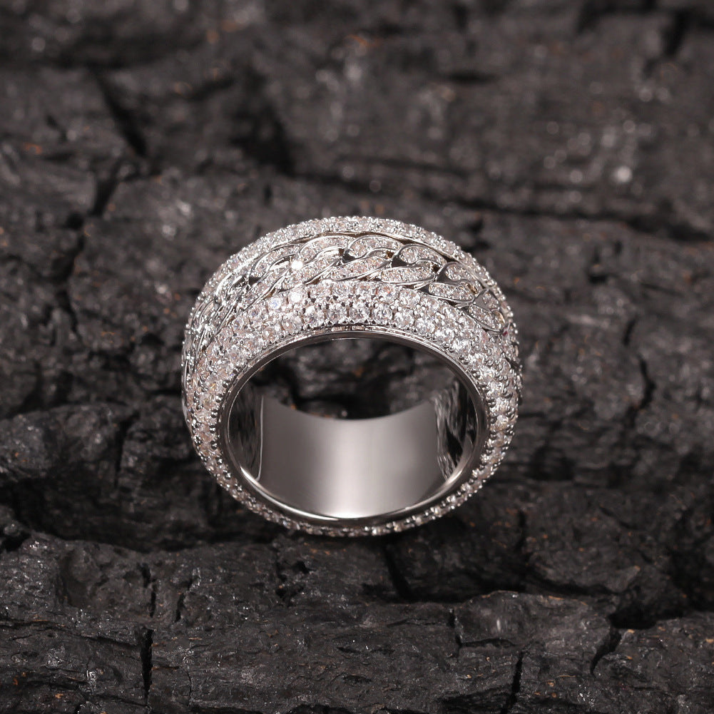 Hip-hop style zircon rotating Cuban ring nowadaysfashion
