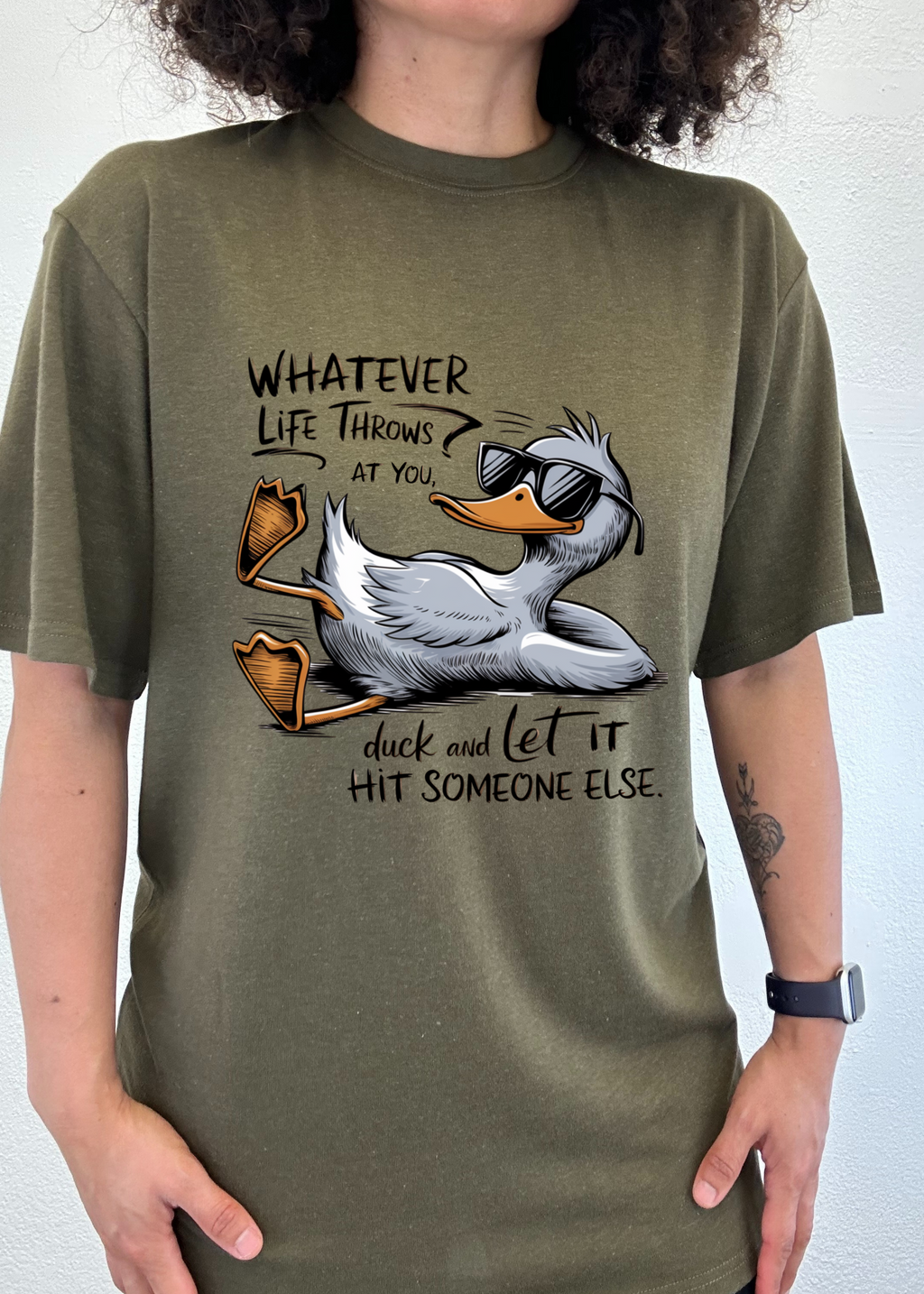 Whatever Life Throws at You Funny Unisex Bamboo/Cotton Graphic T-Shirt Spun Bamboo