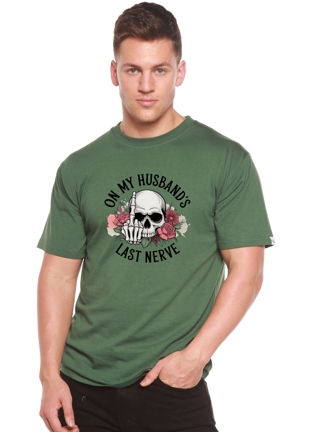 On My Husbands Last Nerve Sublimation Unisex Bamboo/Cotton Graphic T-Shirt Spun Bamboo