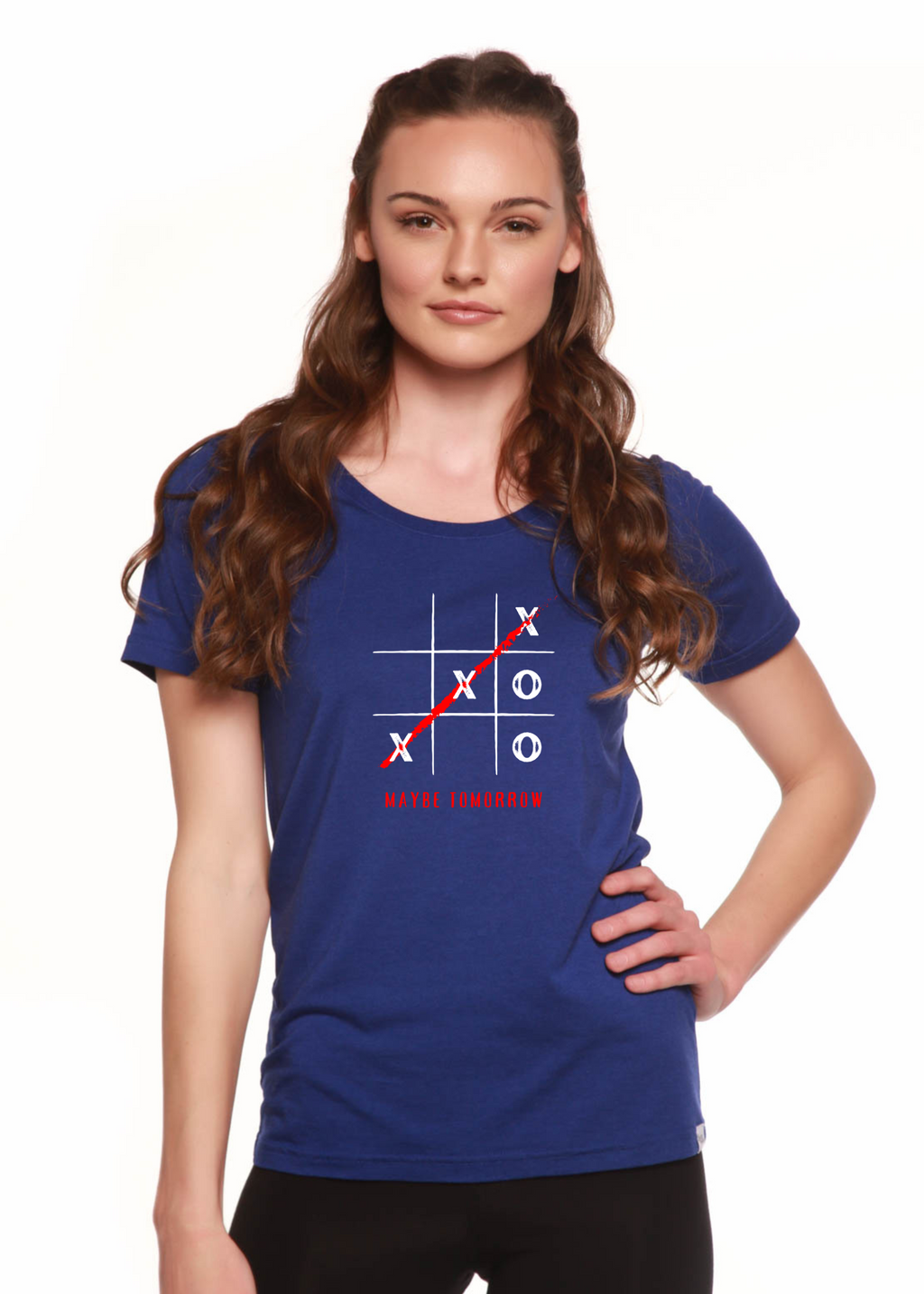 Maybe Tomorrow Women's Bamboo Sleeve Scoop Neck Graphic T-Shirt Spun Bamboo