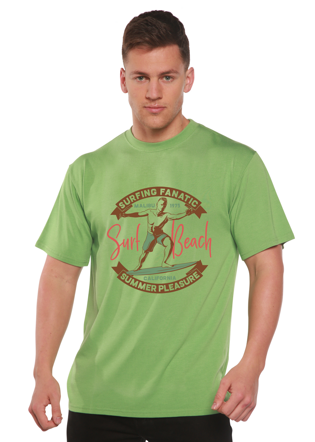 Surf Beach Men's Bamboo Viscose/Organic Cotton Short Sleeve Graphic T-Shirt Spun Bamboo