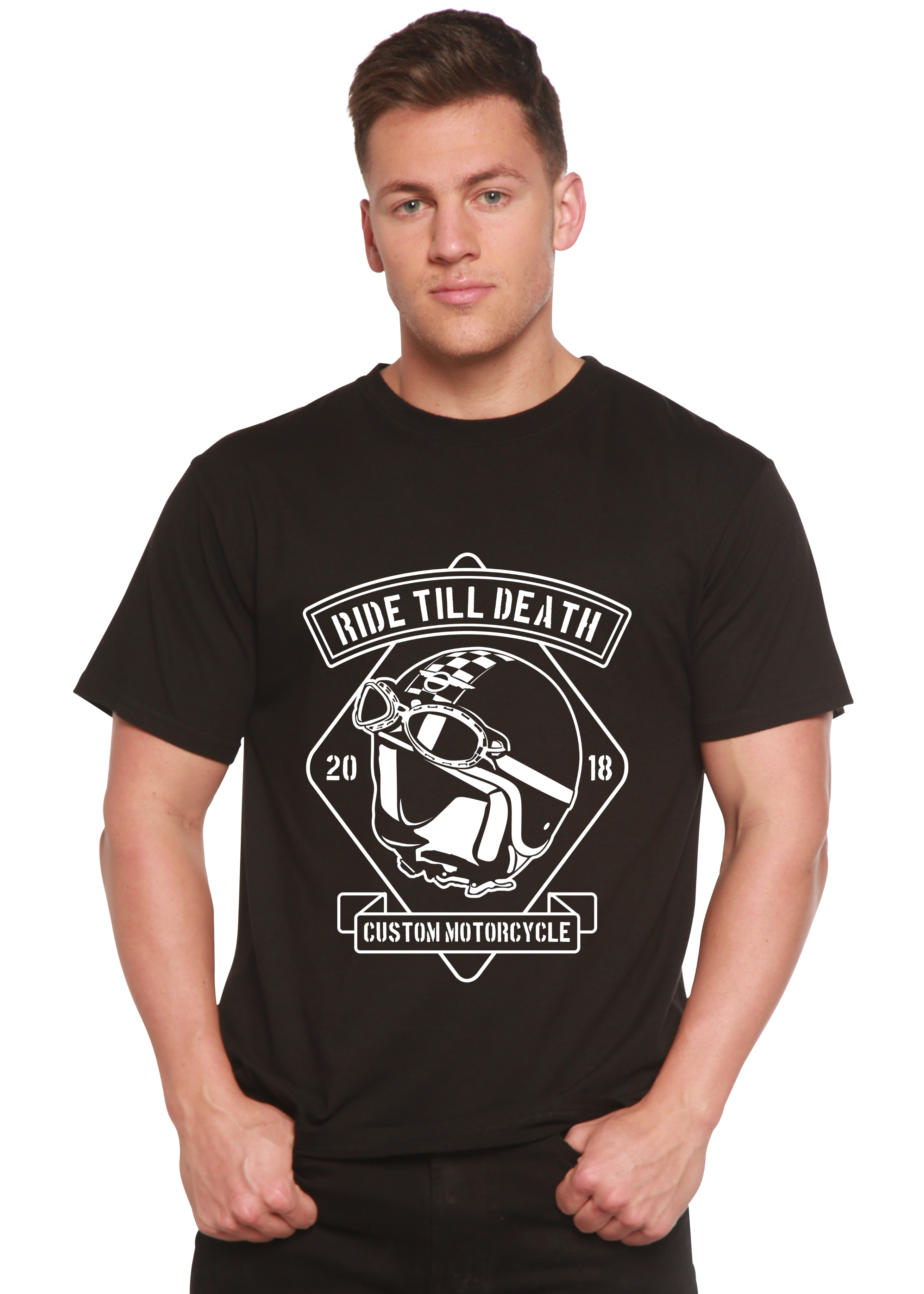 Ride Till Death Spun Bamboo® Men's Bamboo Viscose/Organic Cotton Short Sleeve Graphic T-Shirt Spun Bamboo