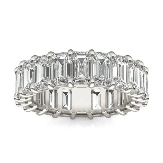 6 1/4 CTW Emerald Lab Grown Diamond Couture Classic Eternity Ring 14K White Gold (G-VS) VossAgin