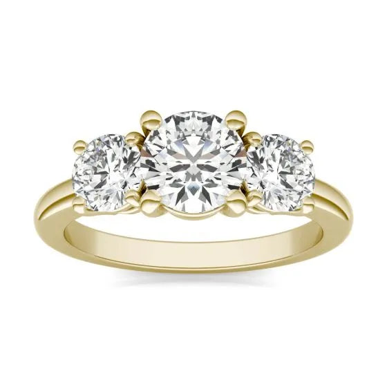 3 CTW AGI Certified Lab Grown Diamond (G-VS) Three Stone Engagement Ring in of 14K Gold VossAgin