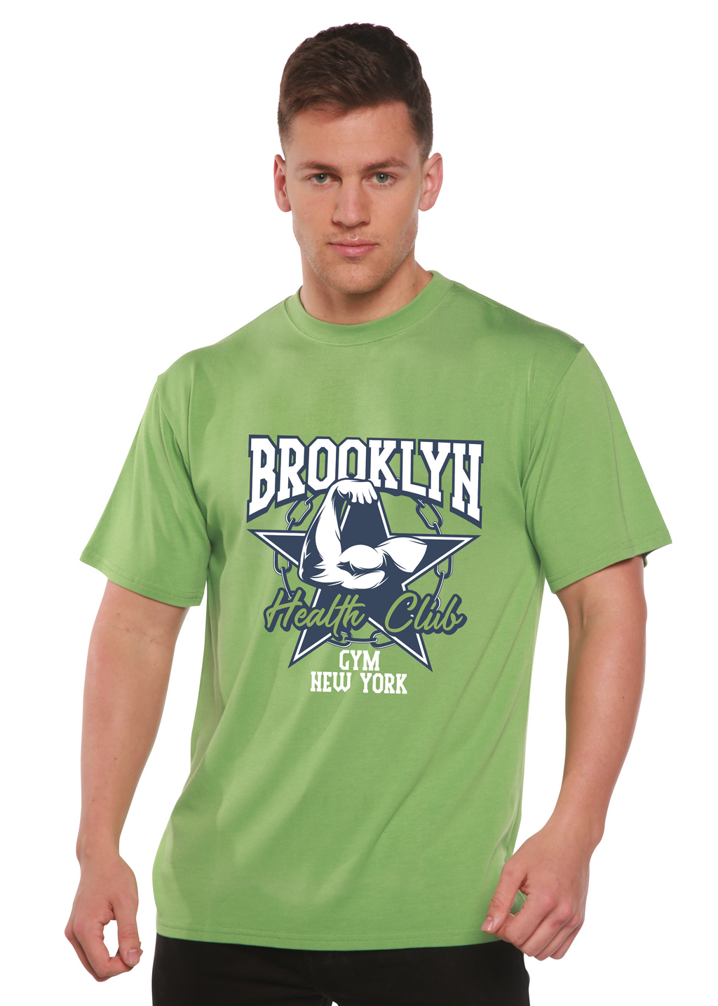 Brooklyn Health Club Men's Bamboo Viscose/Organic Cotton Short Sleeve Graphic T-Shirt Spun Bamboo