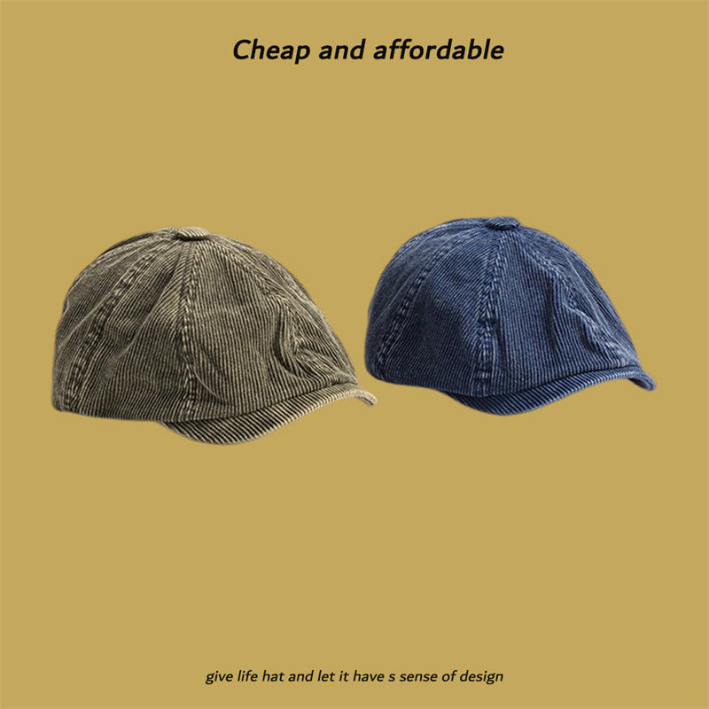 Corduroy Eight-panel Cap Men's Japanese Retro Literary